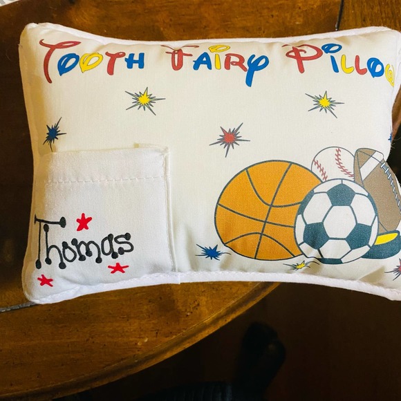 Tooth Fairy Pillow Thomas Soccer Basketball Football Baseball Hockey Sports - Picture 2 of 3